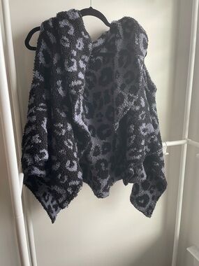 Cozy Leopard Print Cardigan - Black & Gray